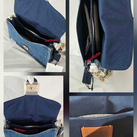 NWT Coach Chain Tabby Shoulder Bag CAN14 denim/Brass/Deep Blue AUTHENTIC Packed - Picture 14 of 16